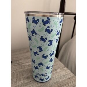 SWIG LIFE Crab Pattern Tumbler Travel Mug Stainless Steel Lid